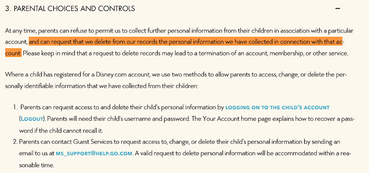 Disney-clause-separate-children-privacy-policy