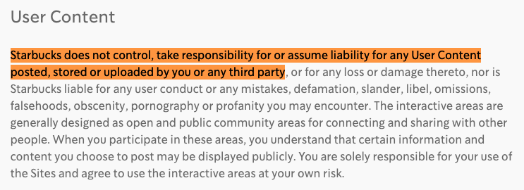 Starbucks Acceptable Use Policy